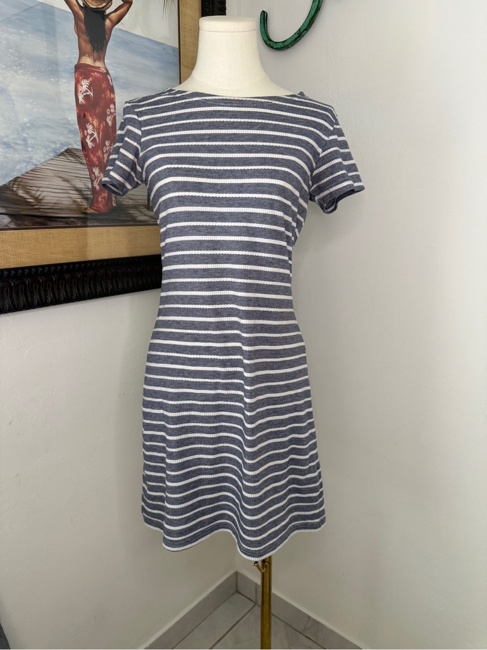 Sail to Sable Navy & White Striped Short Sleeve Mini Dress